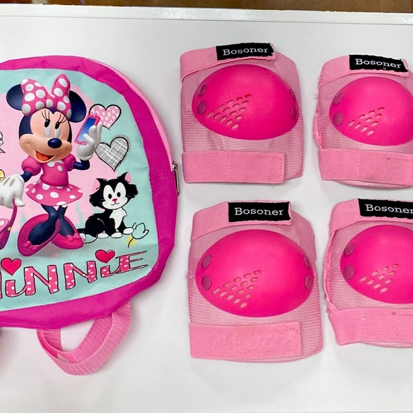 Disney Other Minnie Mouse Backpack 8x Med Pink Knee Pads Poshmark